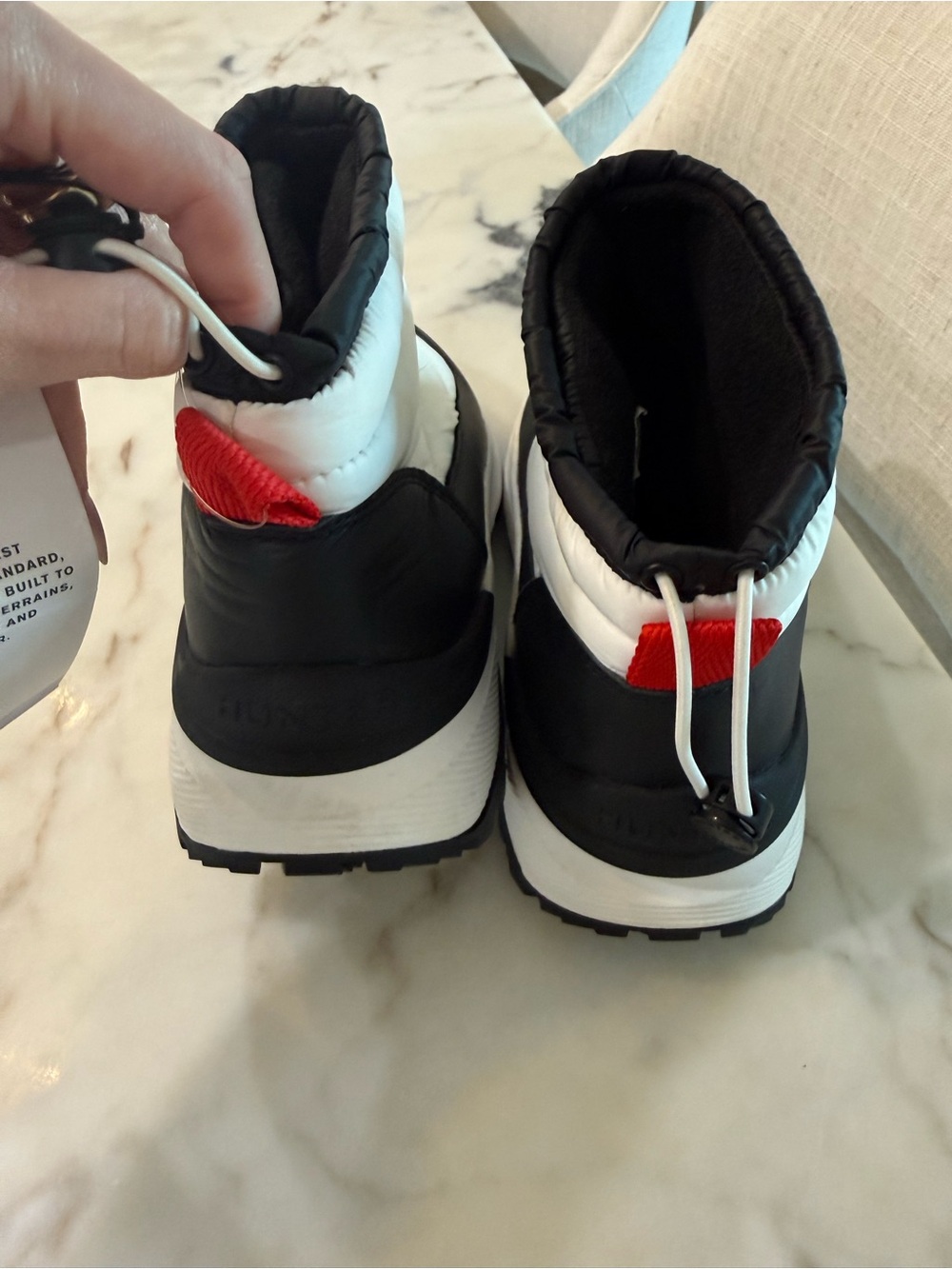 Hunter Black and White Quilted Waterproof Puffer Boots - Picture 3 of 5